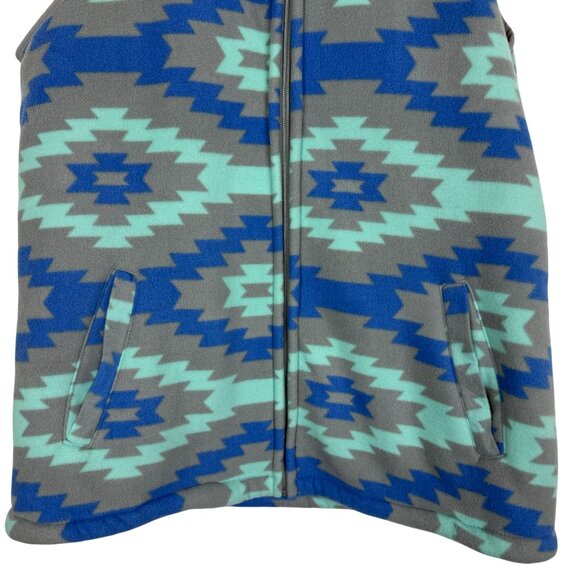 Smiths American Aztec Pattern Fleece Vest Sz Medium Full Zip Faux Sherpa Lining - Picture 6 of 10